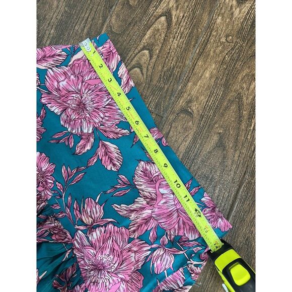 ABEL THE LABEL TEAL PINK FLORAL SLIT SIDES ELASTIC WAIST FLOWY BOHO MAXI SKIRT S - Picture 12 of 15